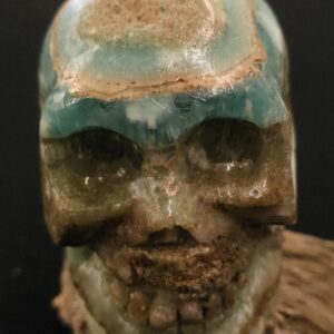 Blue Aragonite with Smithsonite Skull